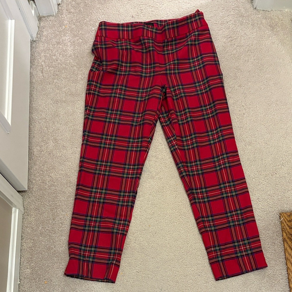Talbots Red Plaid Tartan Ankle Pant